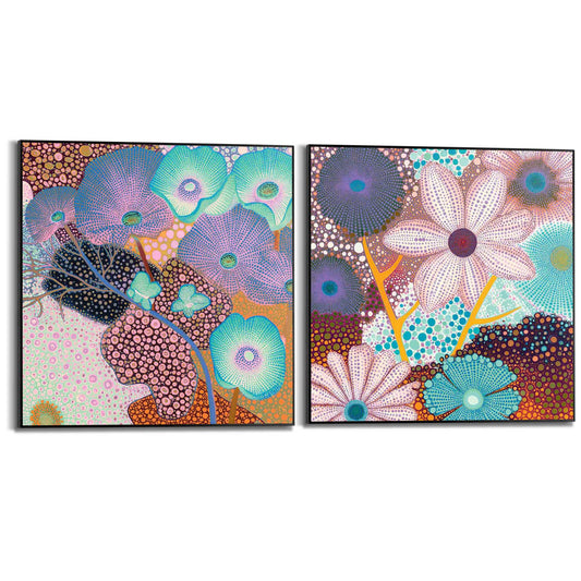 Framed Poster Retro Flowery 50x50