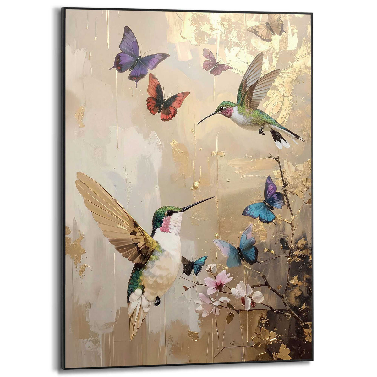 Framed Poster Butterflies & Hummingbirds 70x50