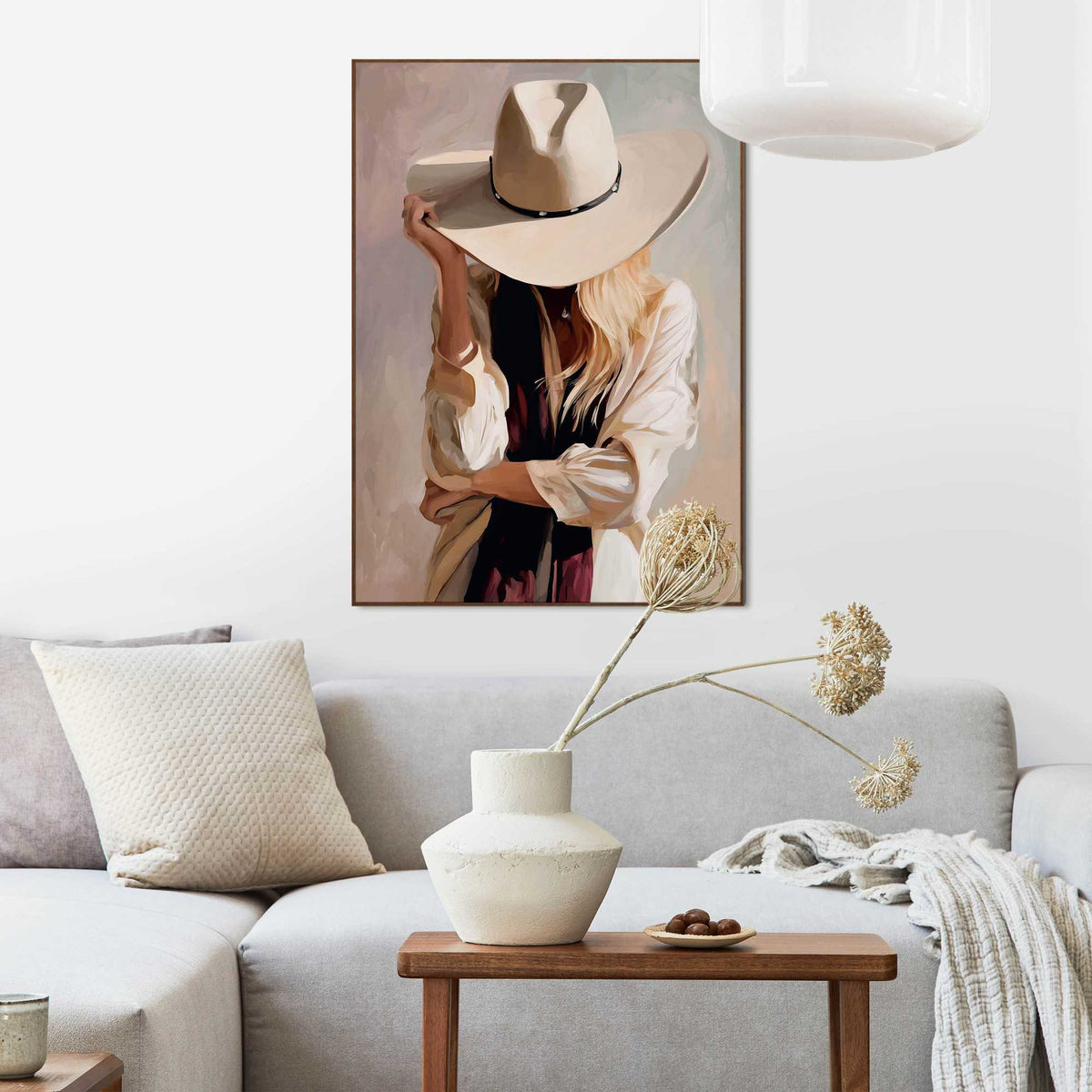 Framed Poster Hiding Cowgirl 70x50