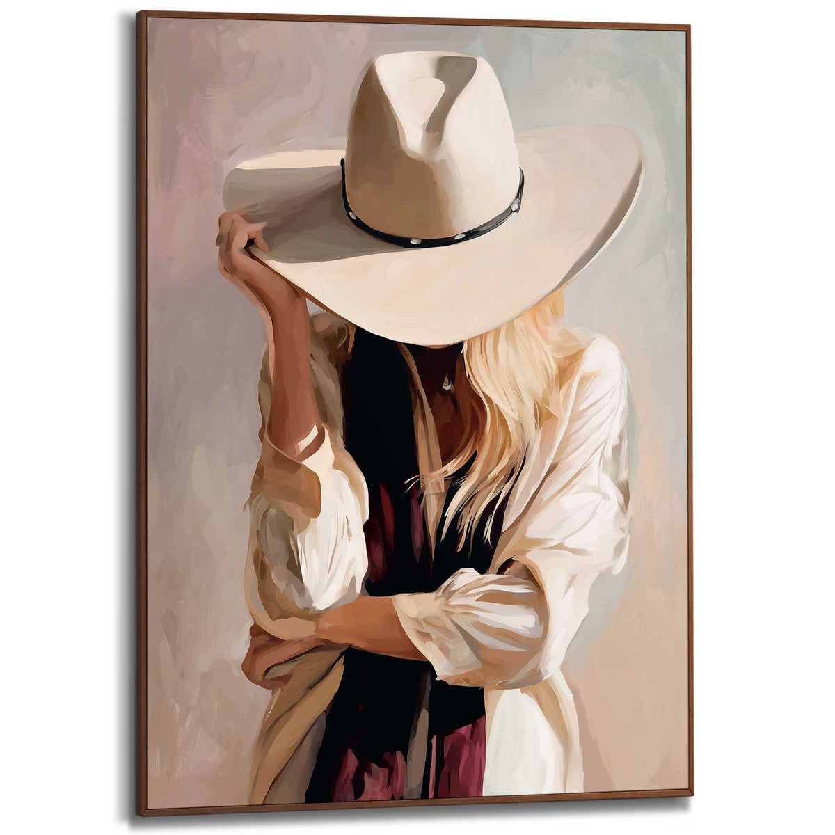 Framed Poster Hiding Cowgirl 70x50