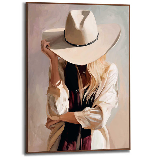 Framed Poster Hiding Cowgirl 70x50