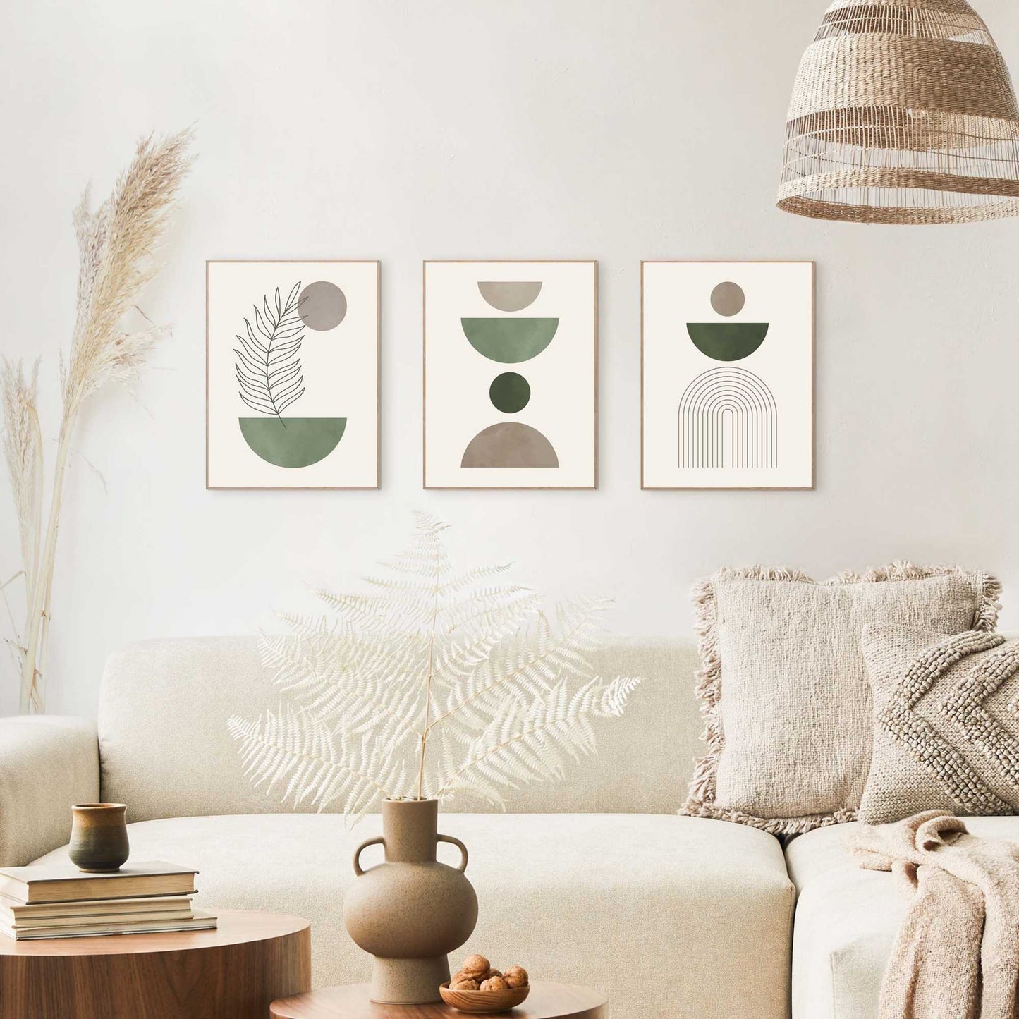 Framed Poster Green Shapes Set II 40x30