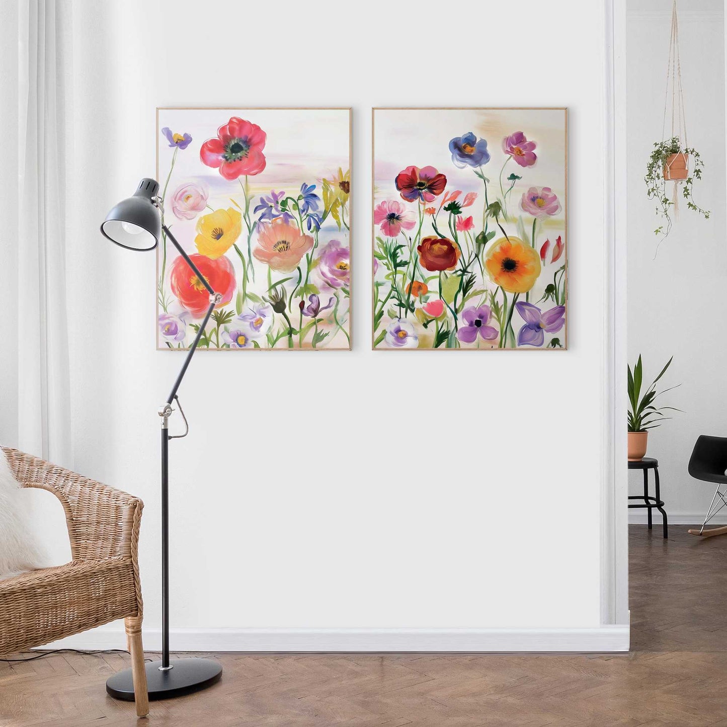 Framed Poster Flower Field Sharing 50x40
