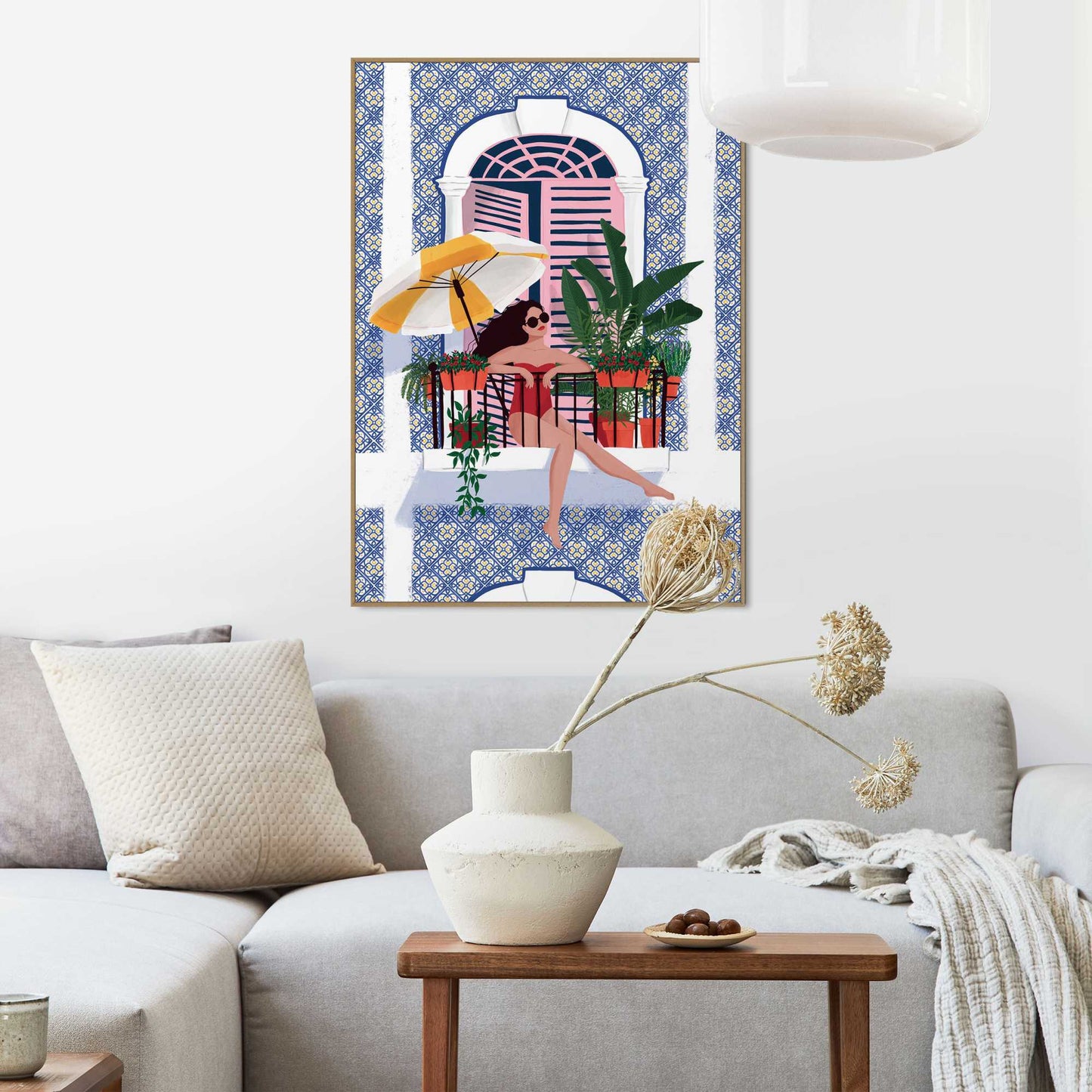 Framed Poster Woman on the Balcony 70x50