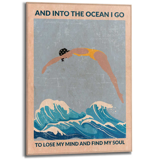 Framed Poster Into the Ocean 70x50