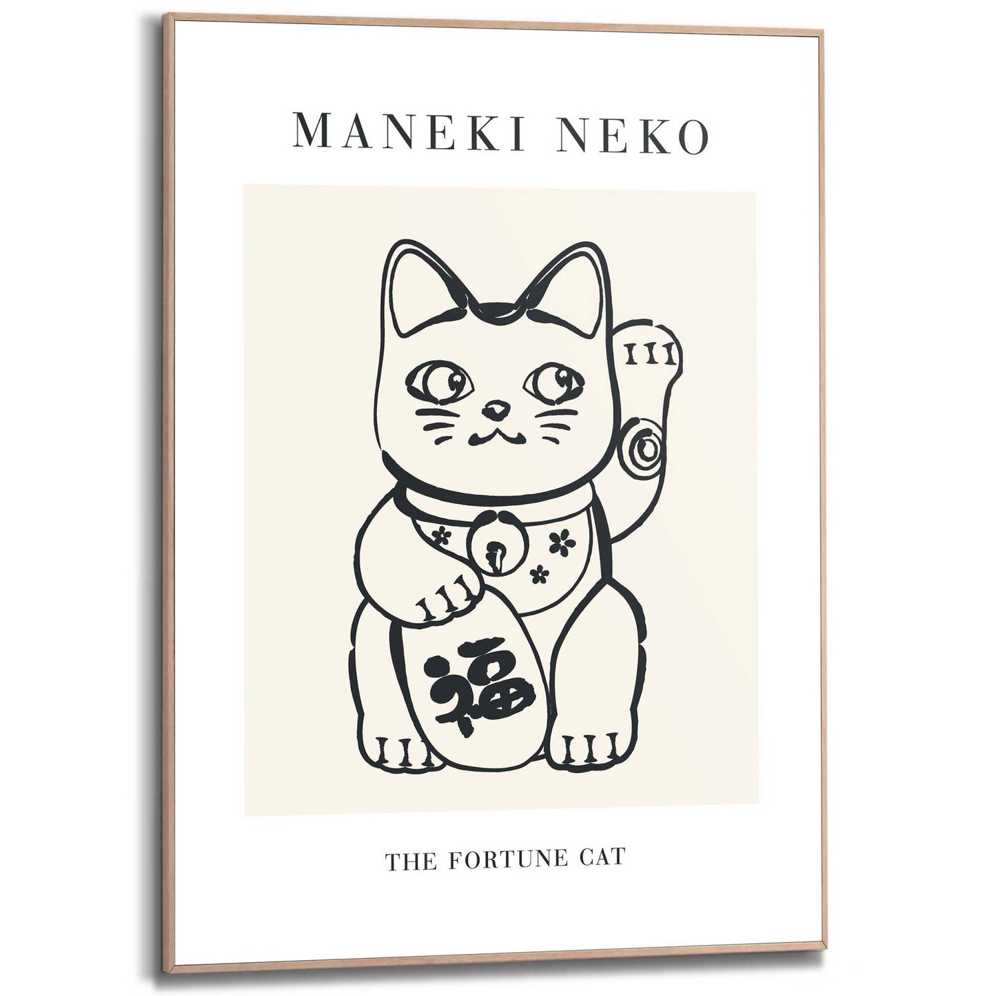 Framed Poster Maneki Neko Fortune Cat - light 70x50