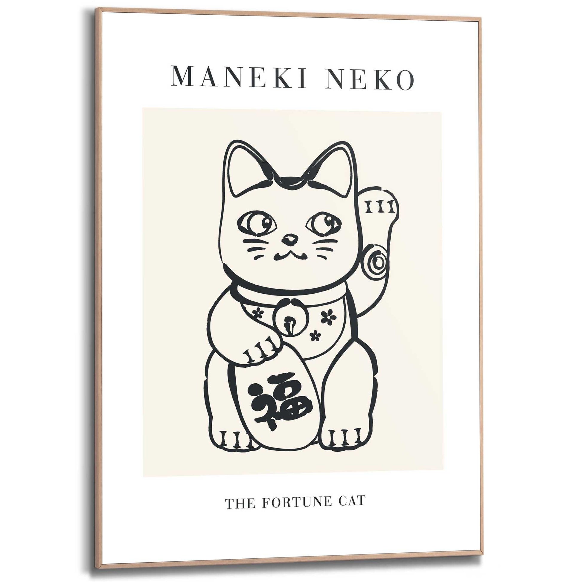 Framed Poster Maneki Neko Fortune Cat - light 70x50