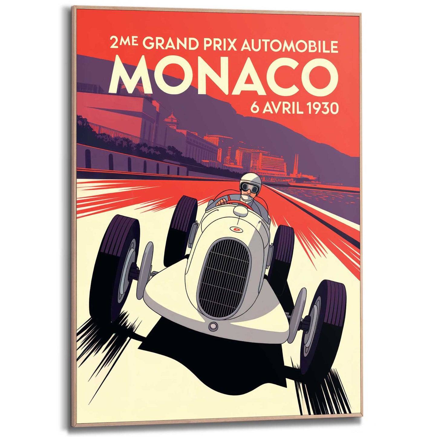 Framed Poster Monaco Grand Prix Racer 70x50
