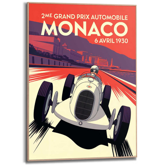 Framed Poster Monaco Grand Prix Racer 70x50