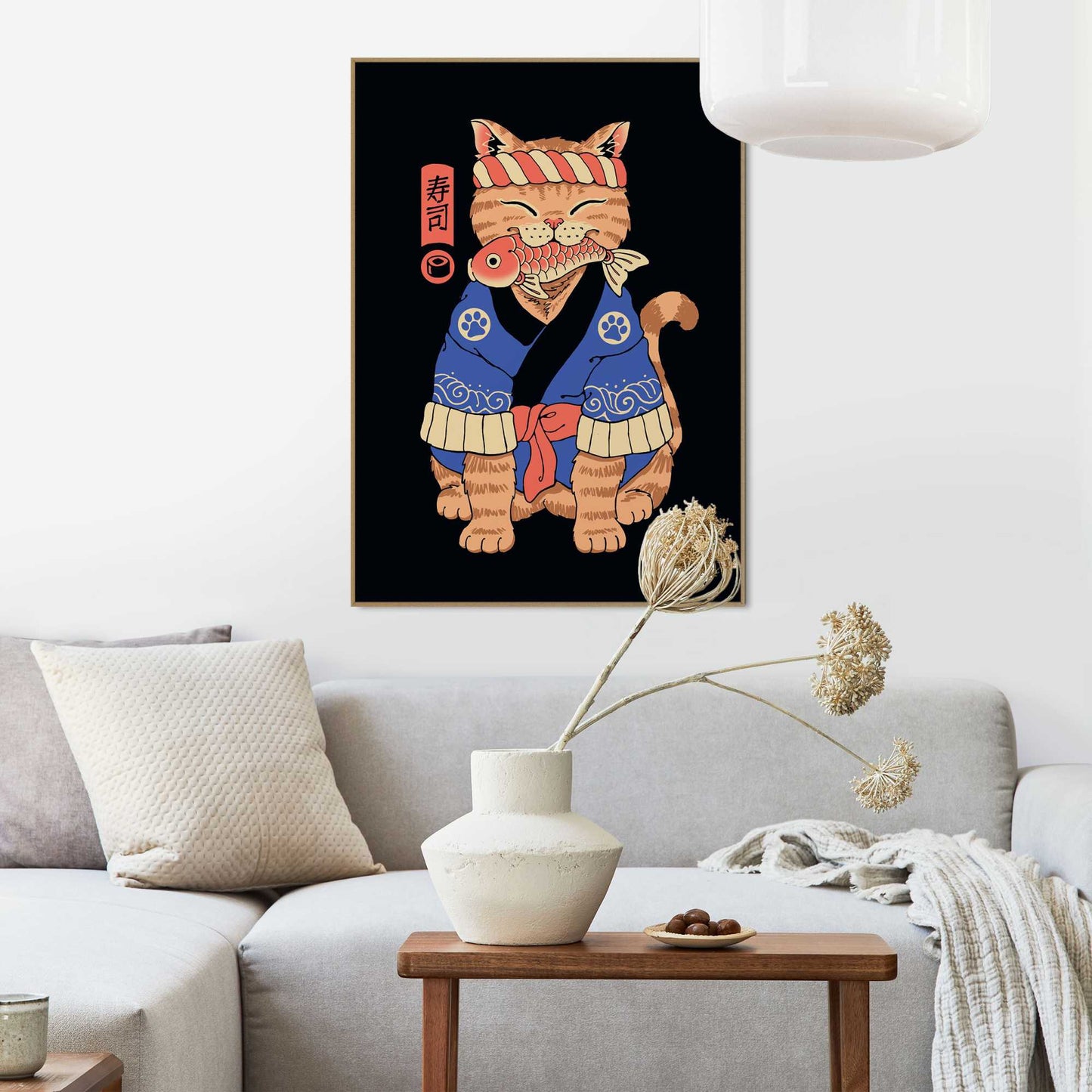 Framed Poster Vincent Trinidad - Sushi Meowster 70x50