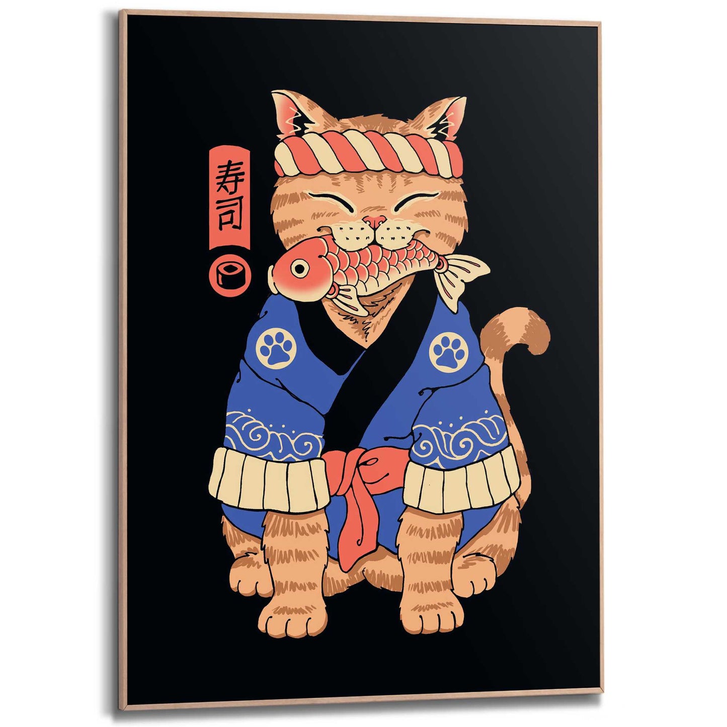 Framed Poster Vincent Trinidad - Sushi Meowster 70x50