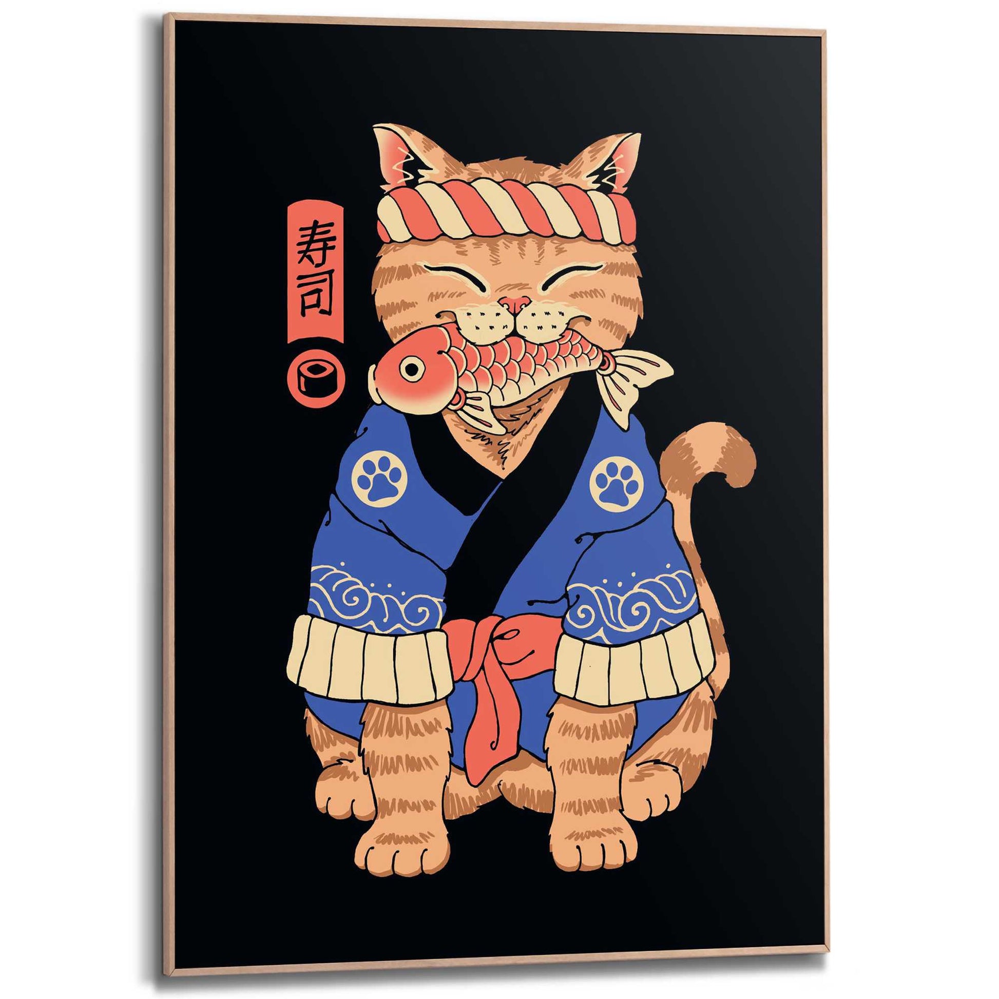 Framed Poster Vincent Trinidad - Sushi Meowster 70x50