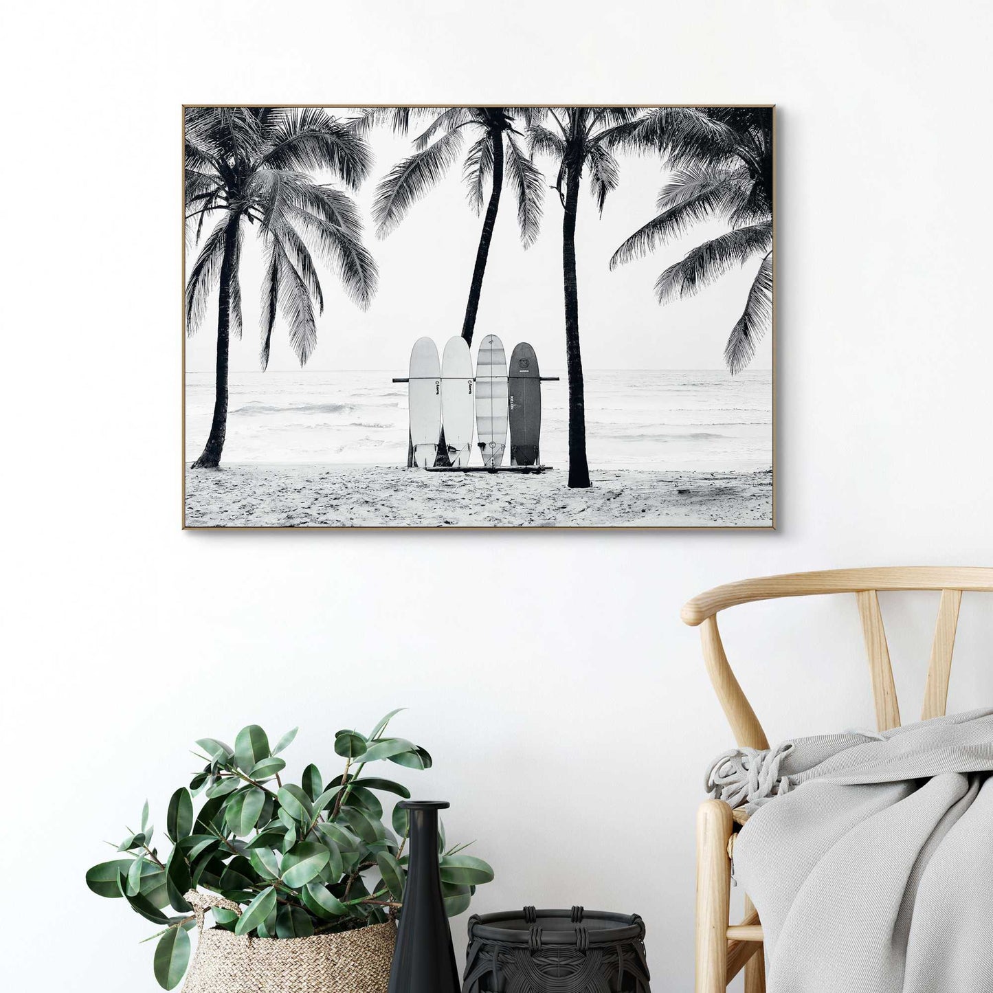 Framed Poster Palms and Waves 50x70