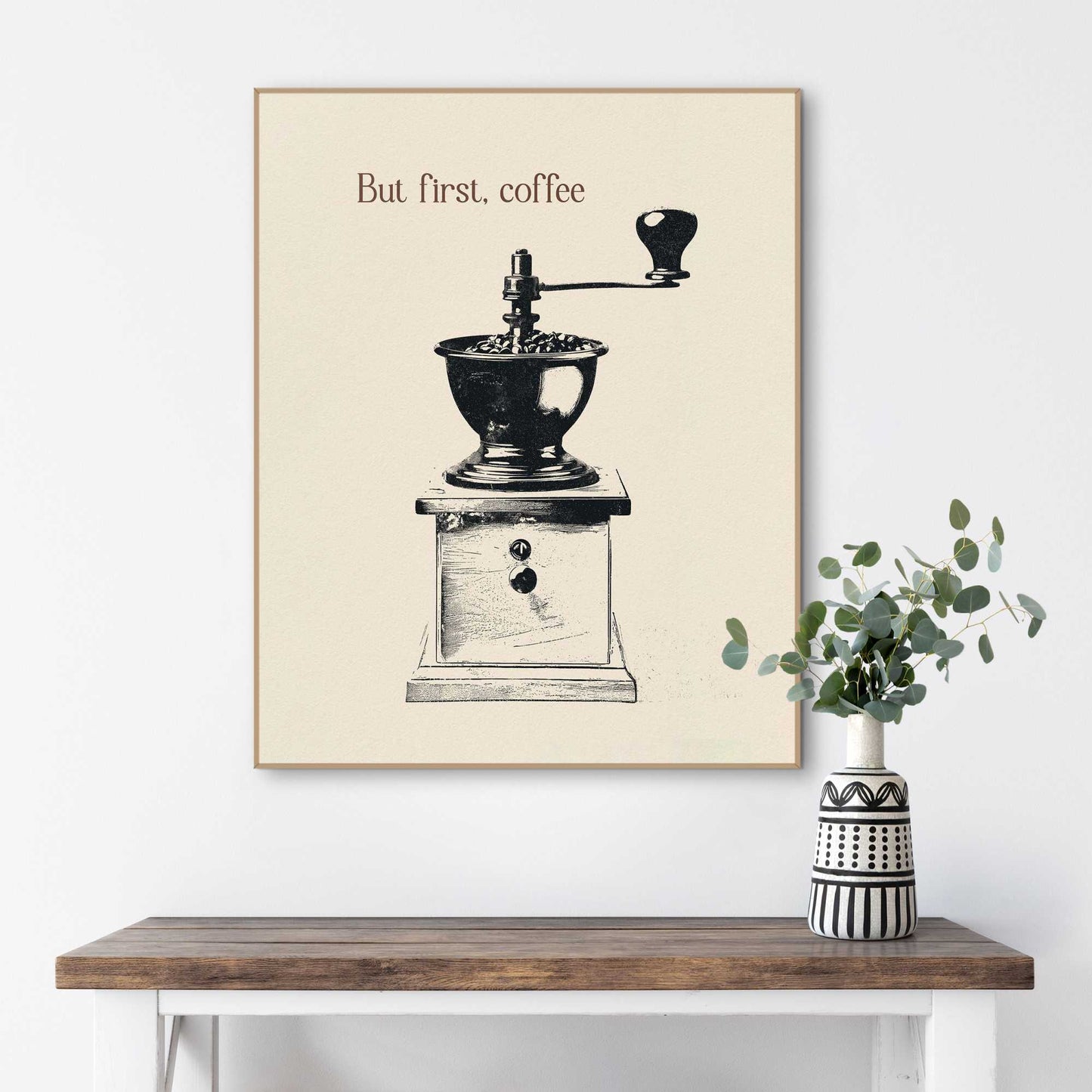 Framed Poster But First, Coffee 50x40