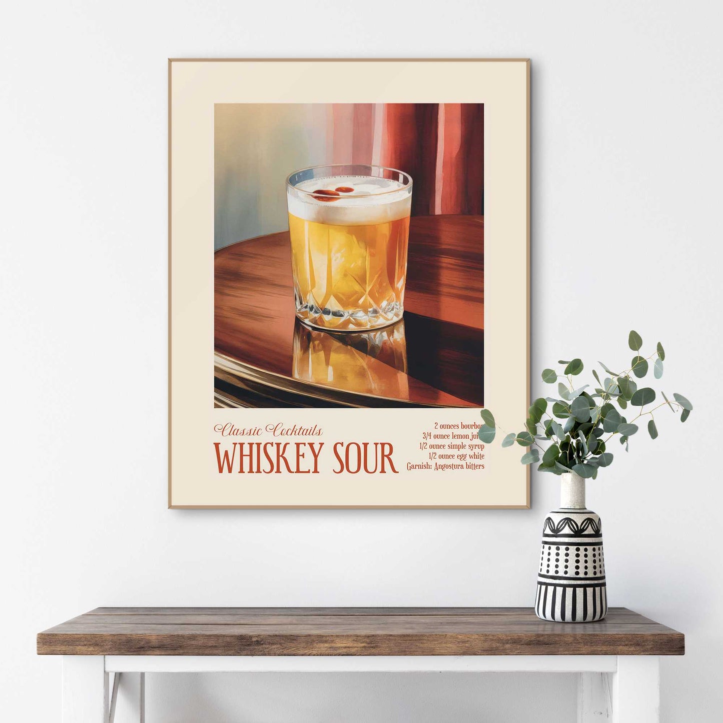 Framed Poster Whiskey Sour Recipe 50x40