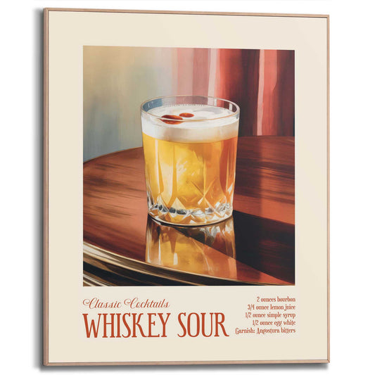 Framed Poster Whiskey Sour Recipe 50x40
