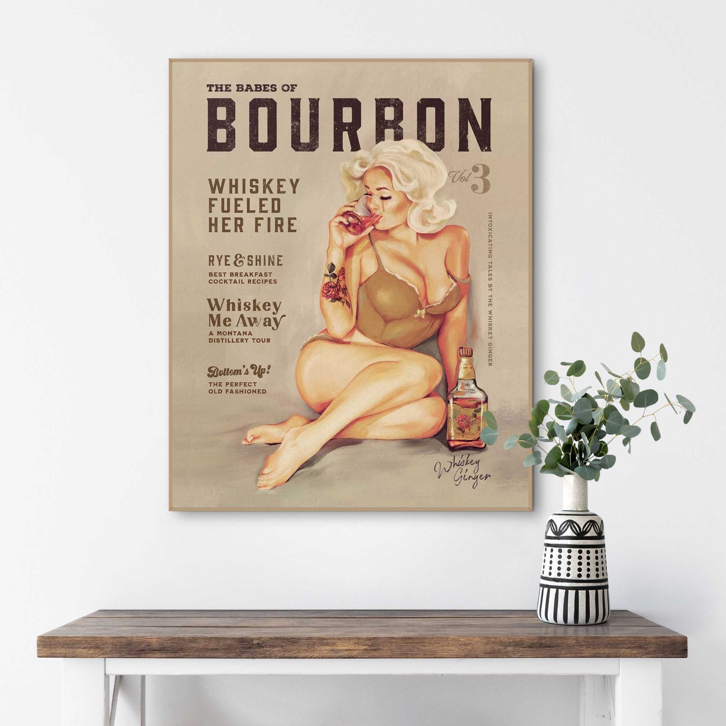 Framed Poster The Babes of Bourbon - Beige 50x40