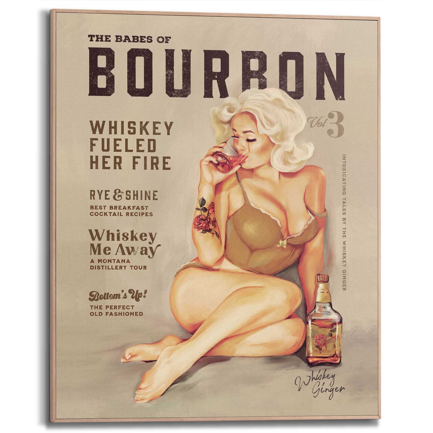 Framed Poster The Babes of Bourbon - Beige 50x40