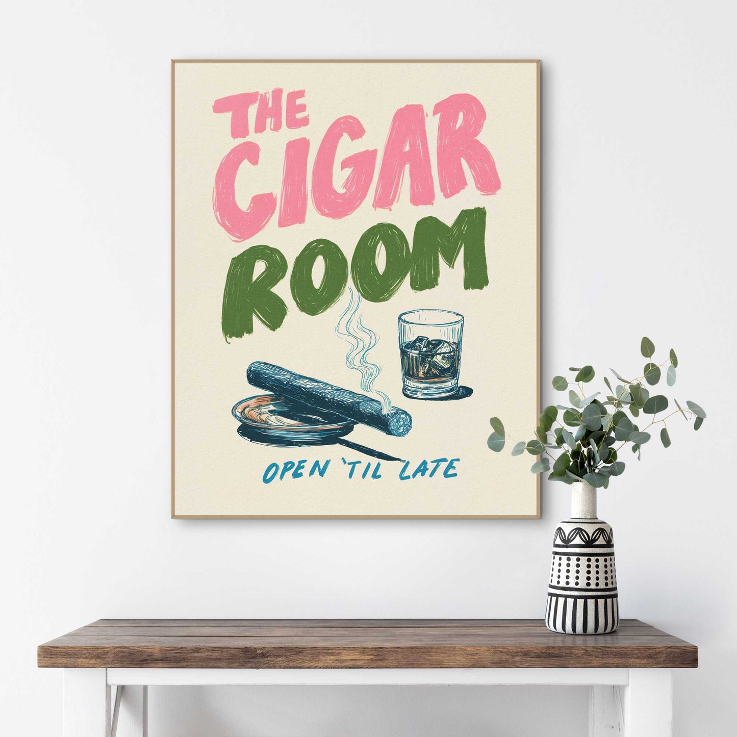 Framed Poster Whiskey and Cigar Lounge 50x40