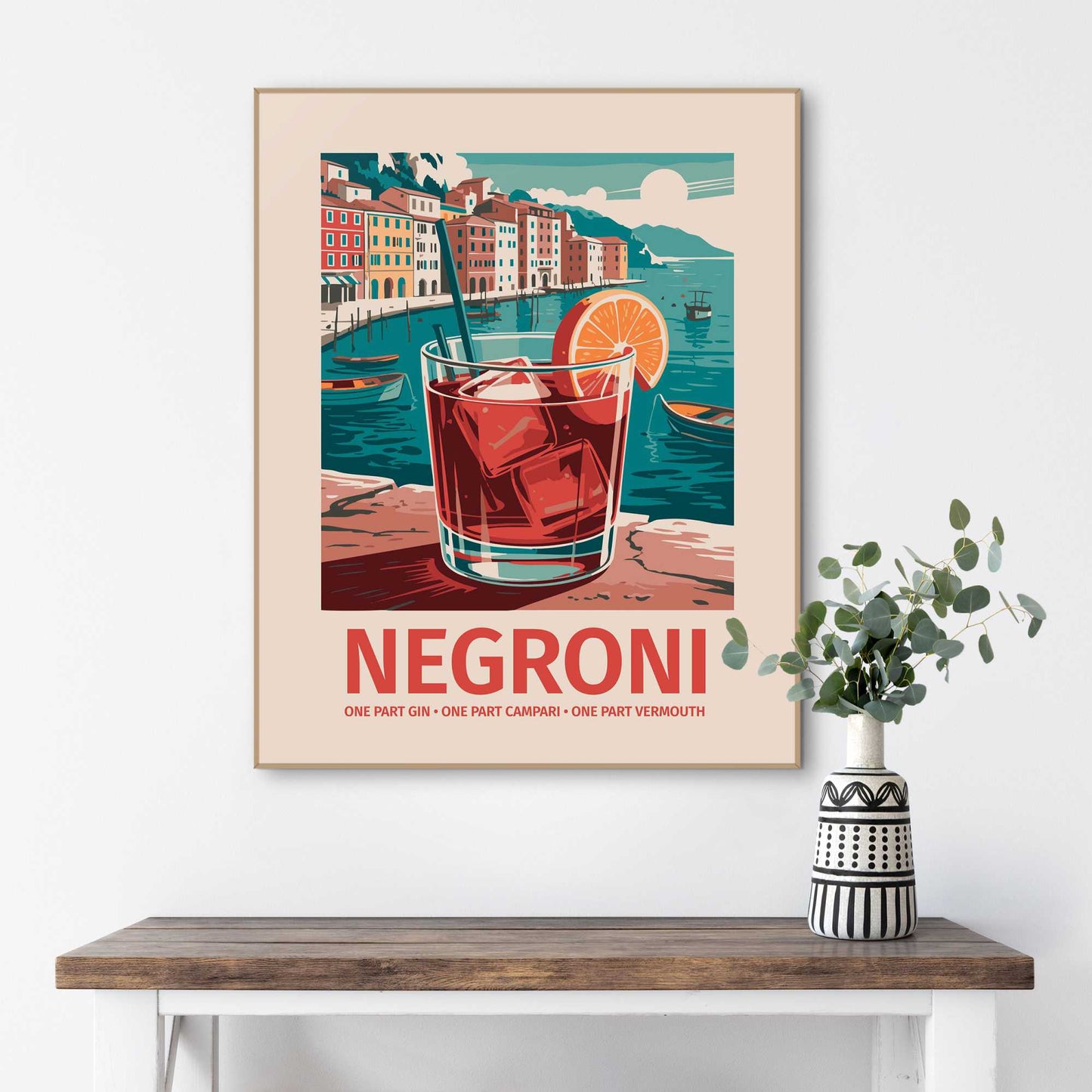 Framed Poster Negroni Recipe 50x40