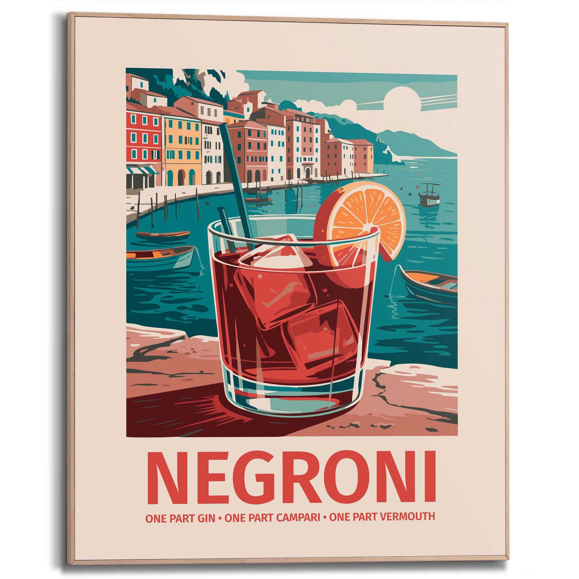 Framed Poster Negroni Recipe 50x40