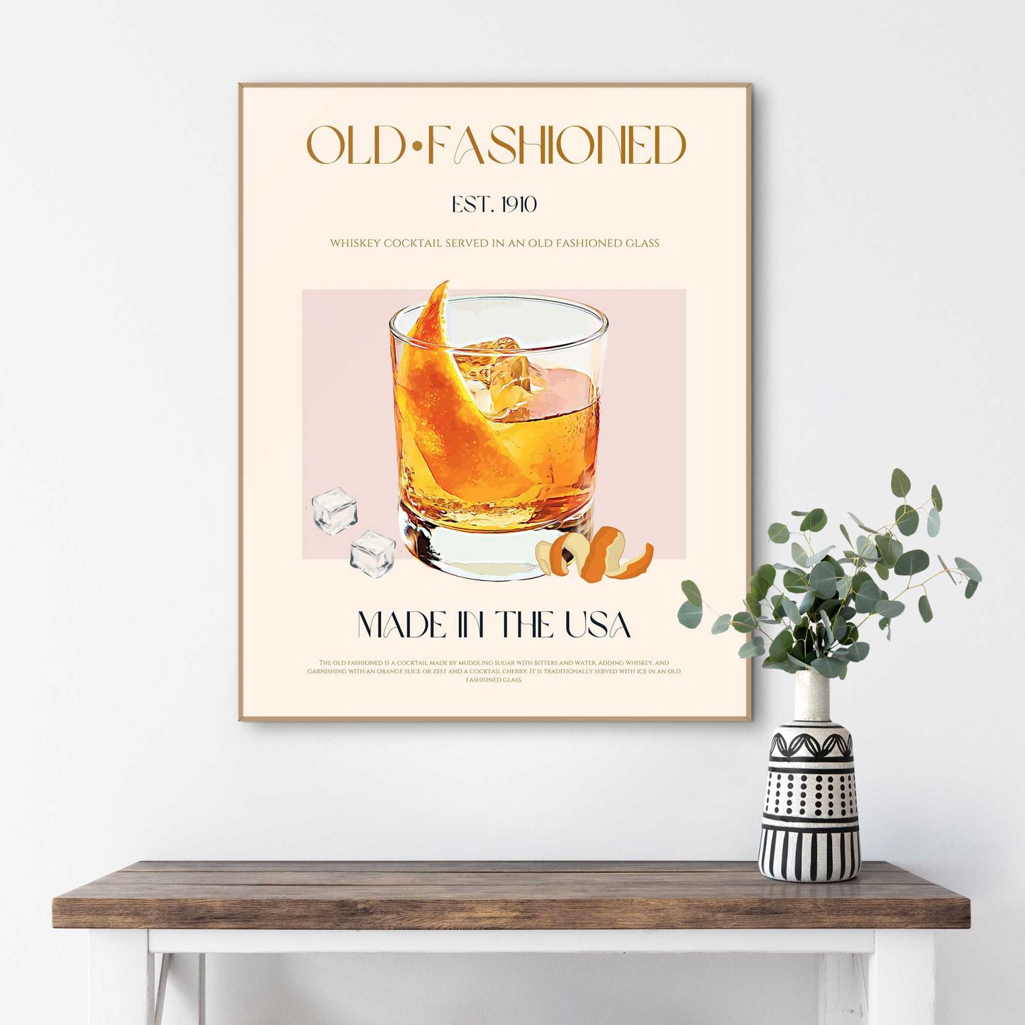 Framed Poster Classic Old Fashioned Cocktail 50x40