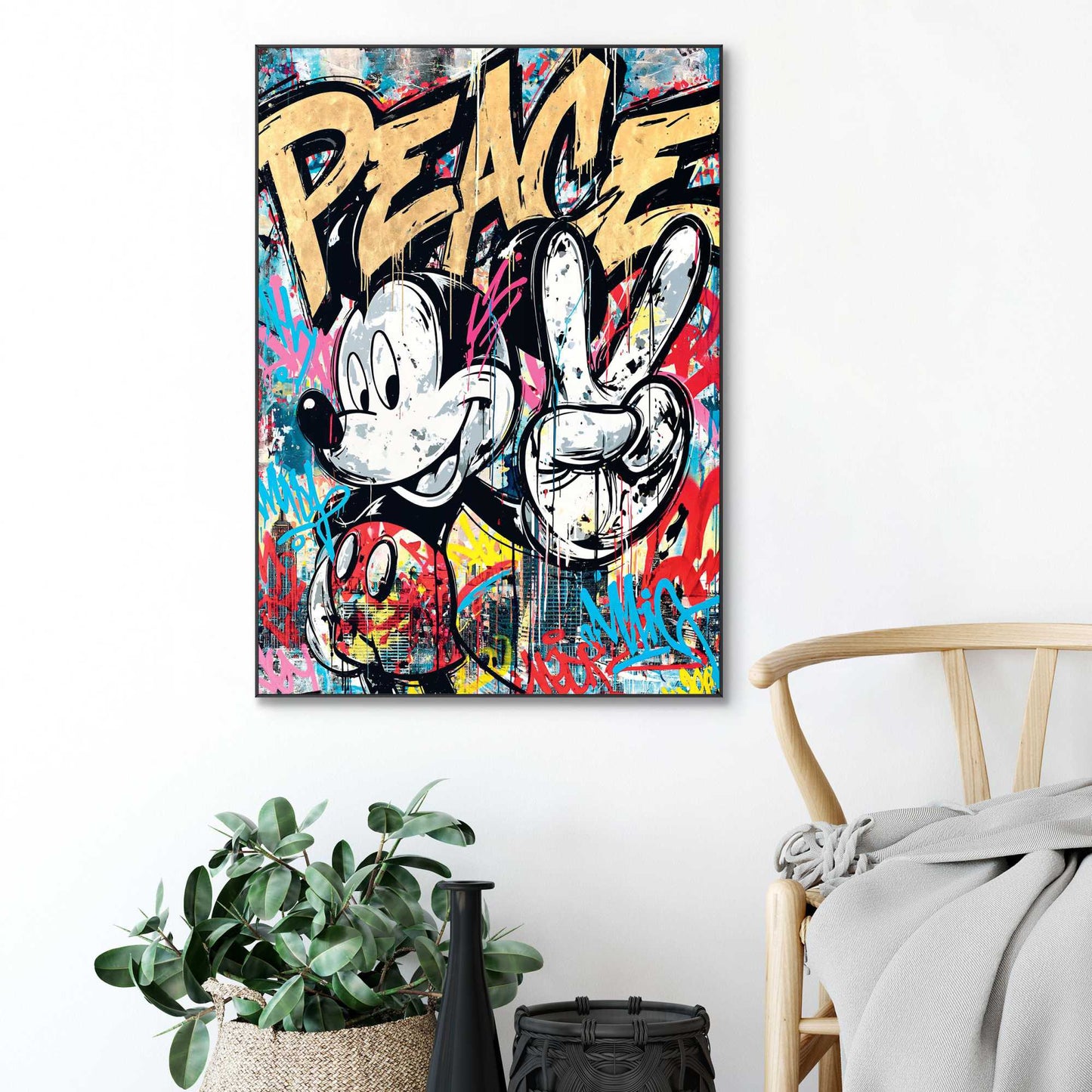 Framed Poster Mickey Mouse - Peace 70x50
