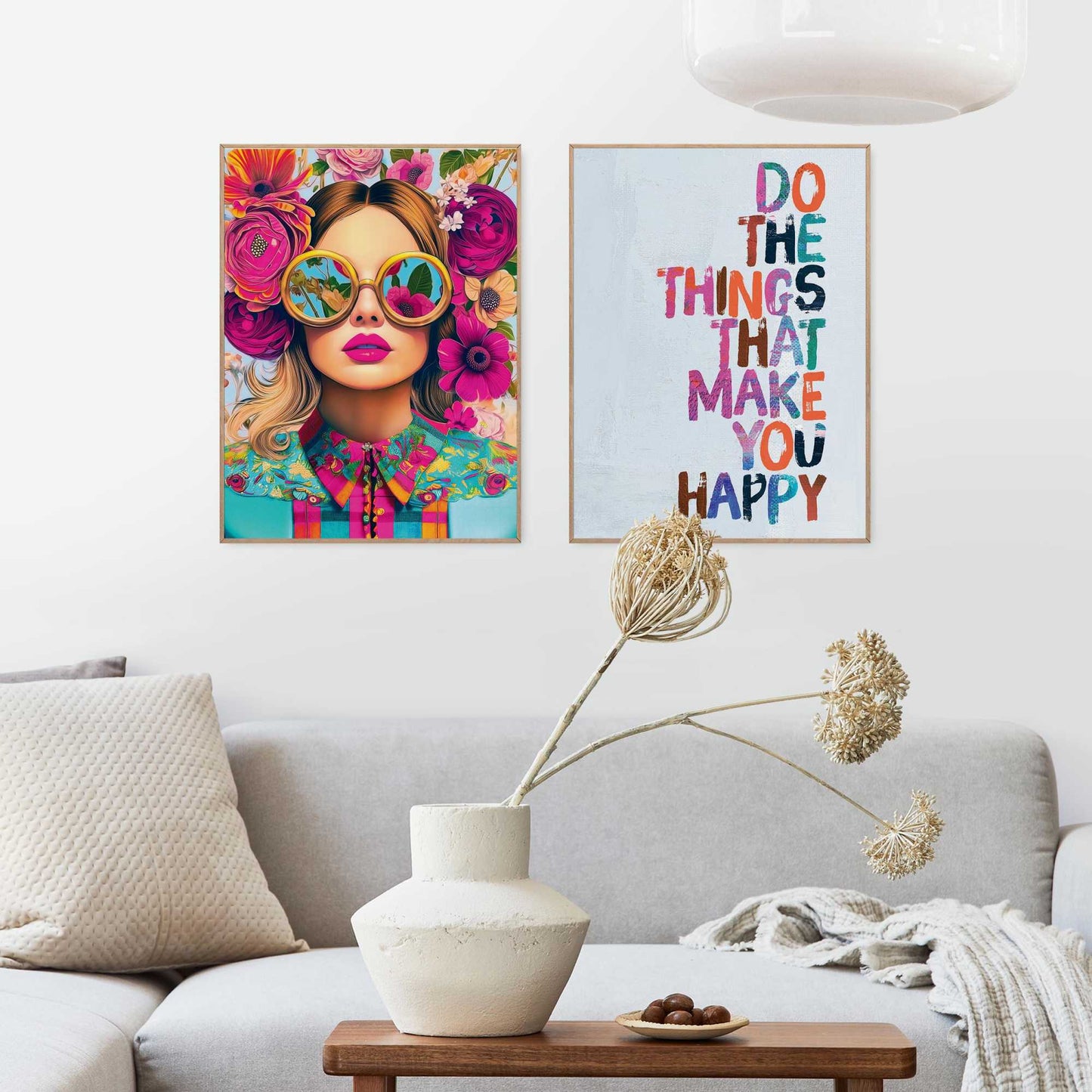Framed Poster Happy Vibes 40x30