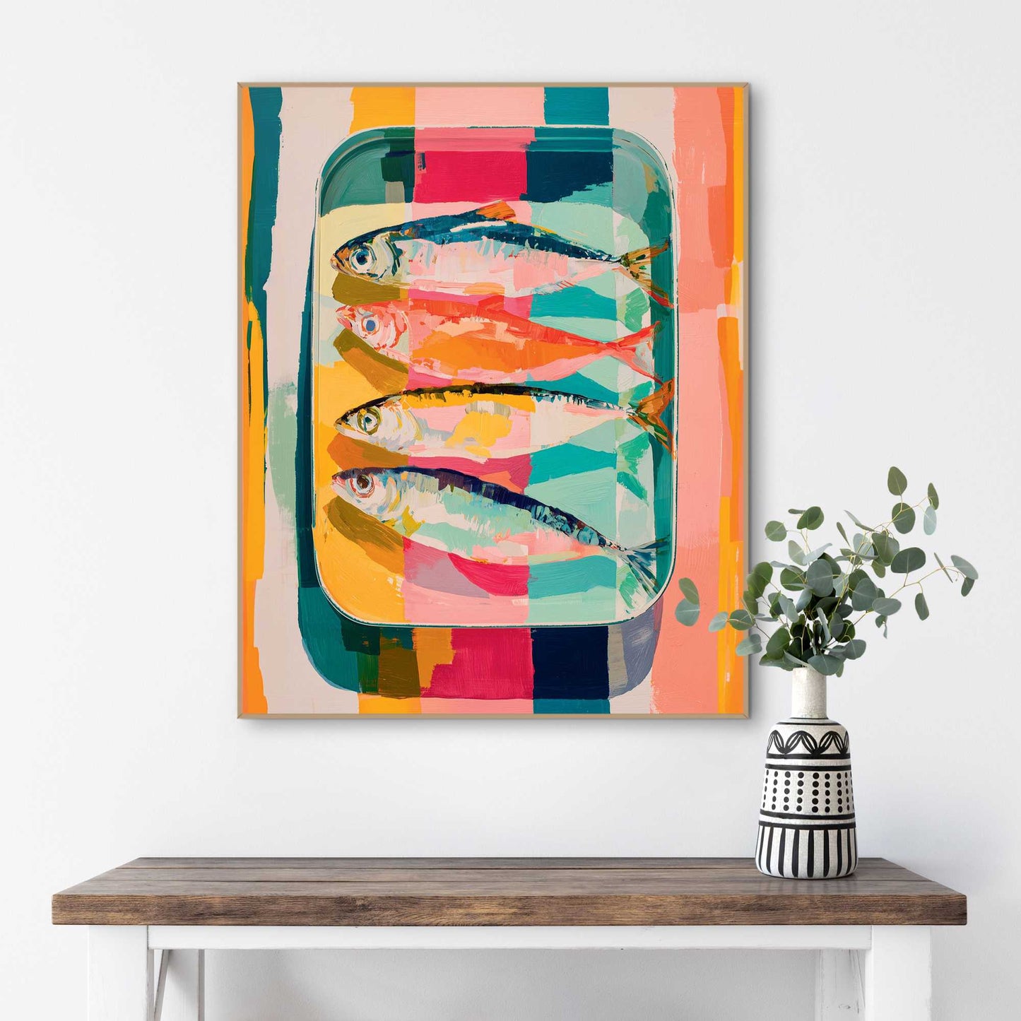 Framed Poster Coloured Catch 50x40