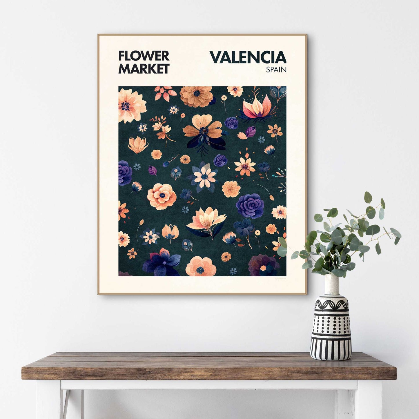Framed Poster Flower Market Valencia 50x40