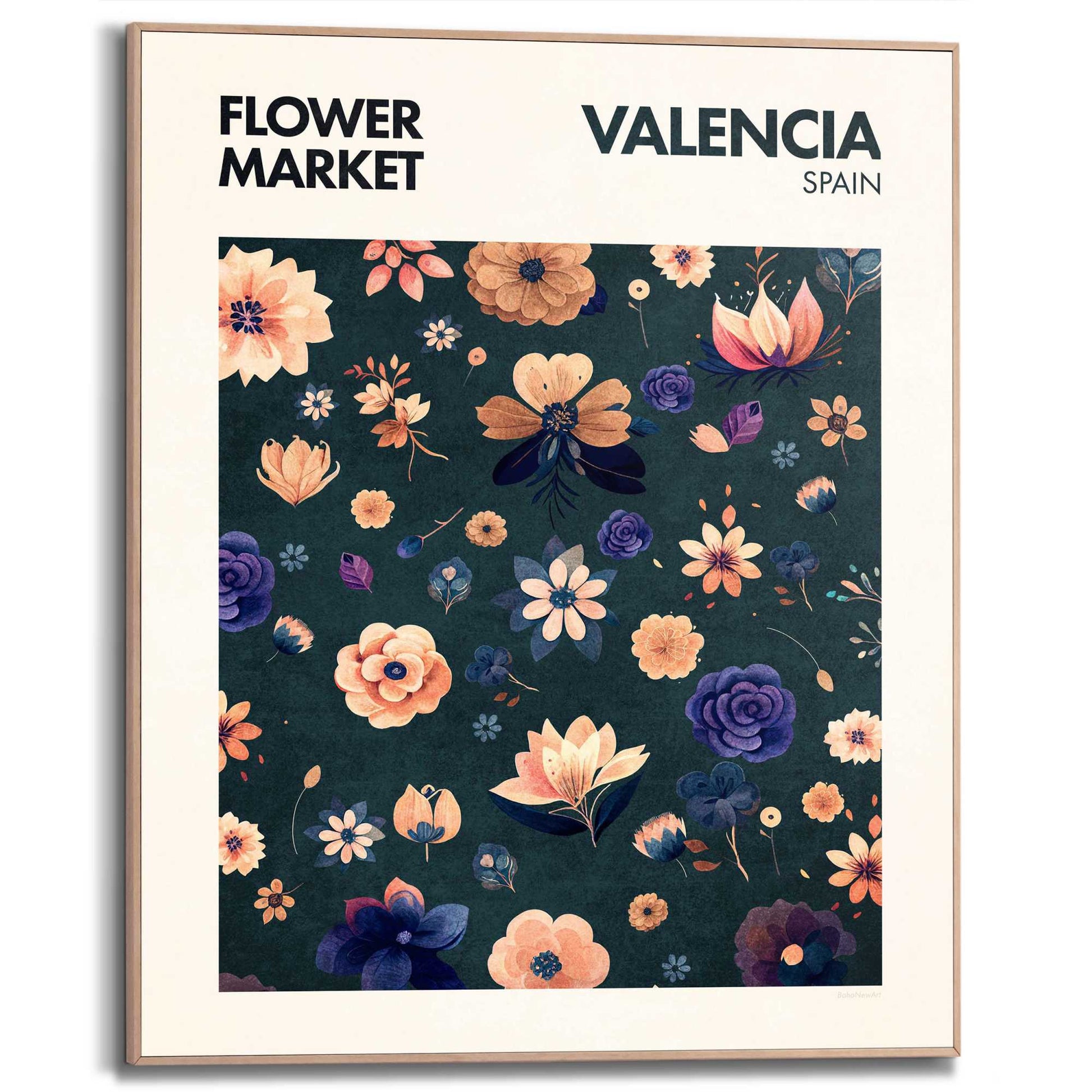 Framed Poster Flower Market Valencia 50x40