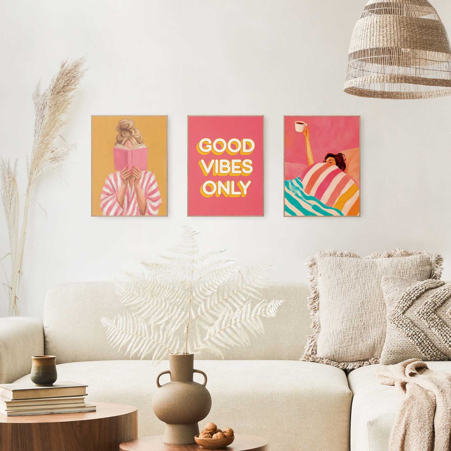 Framed Poster Good Vibes Only - Pink 40x30
