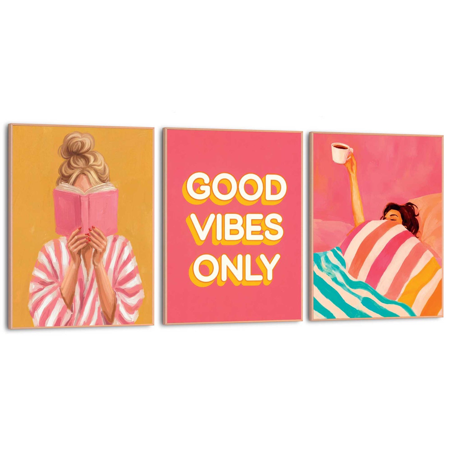 Framed Poster Good Vibes Only - Pink 40x30