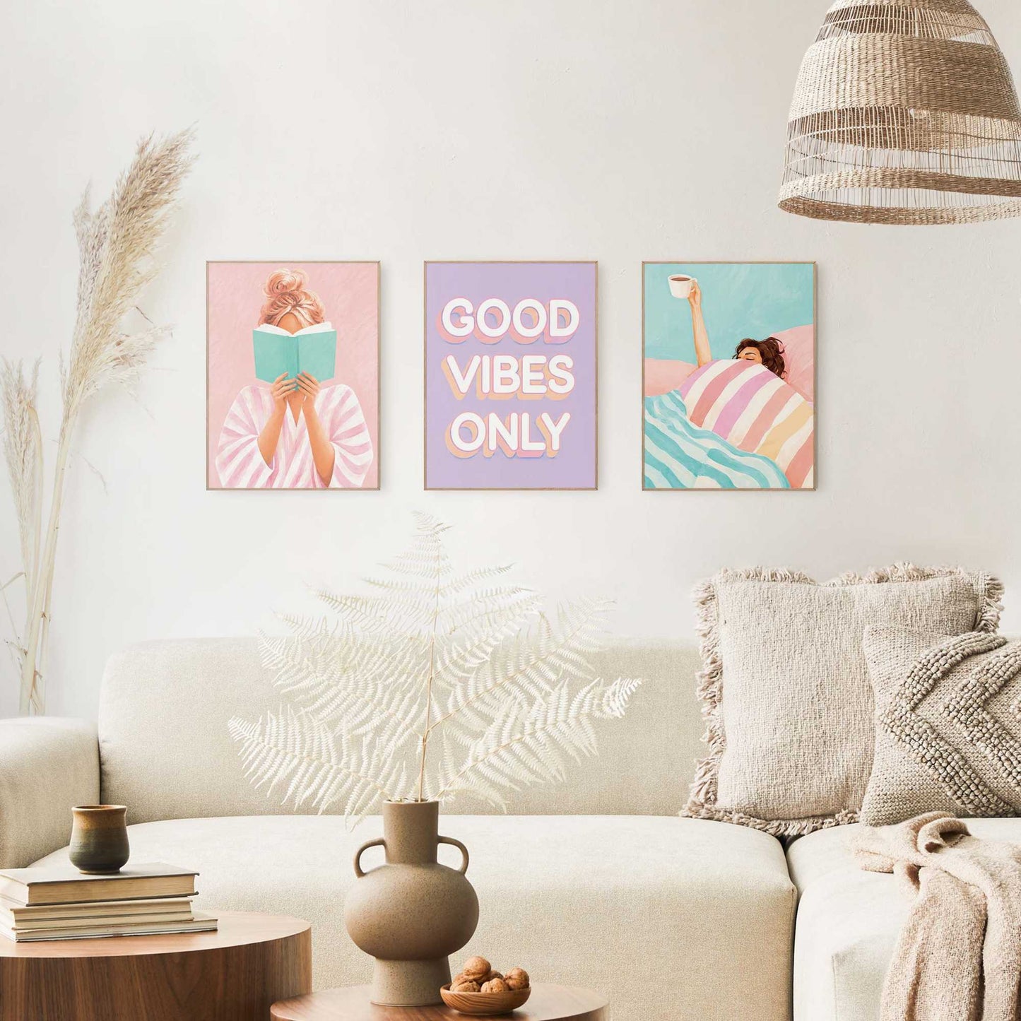Framed Poster Good Vibes Only - Pastel 40x30
