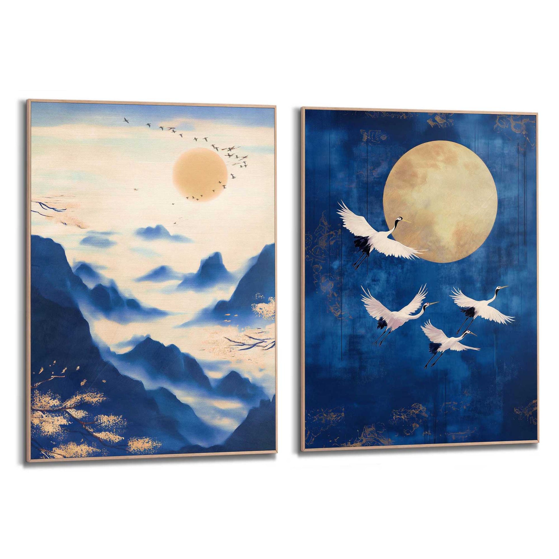 Framed Poster Botanical Japandi Set - Blue 70x50