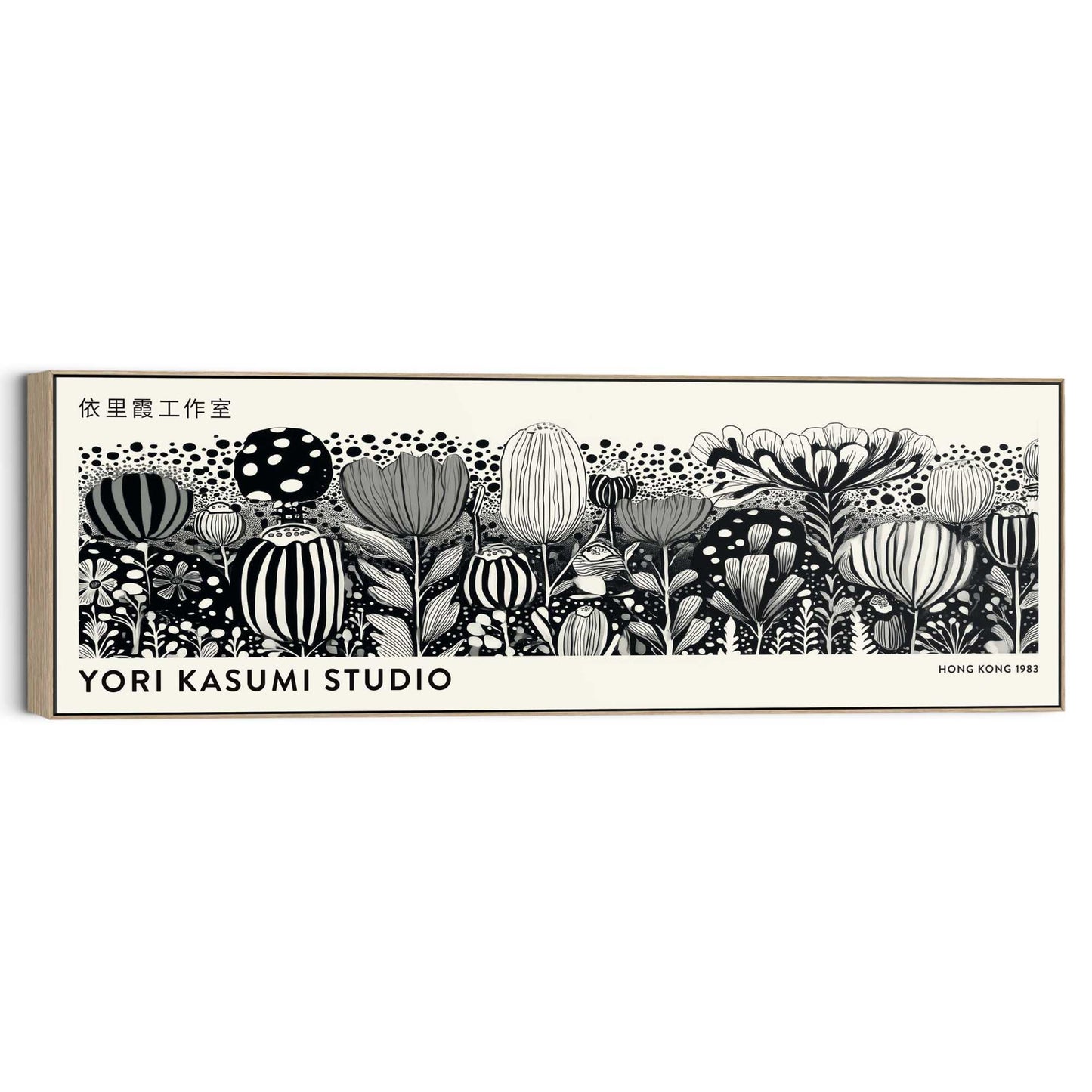 Canvas Kasumi Studio - black and white flowers 40x120