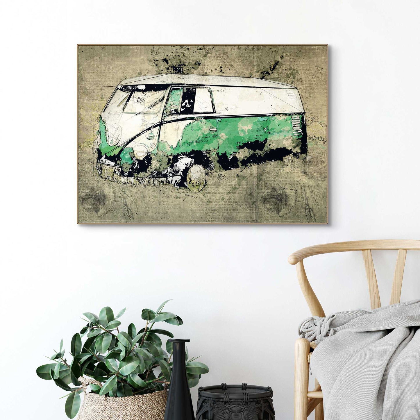 Framed Poster Retro Bus 50x70