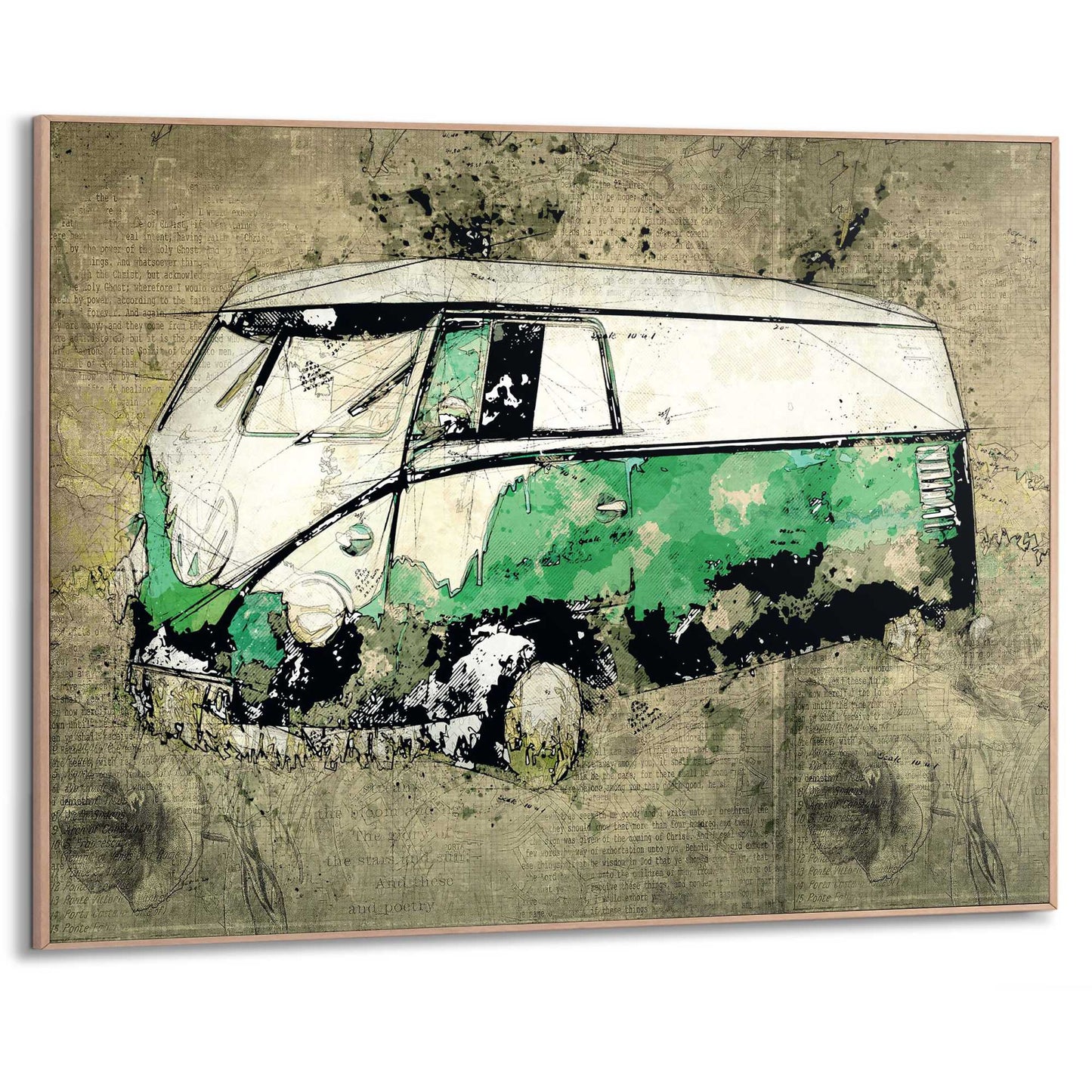 Framed Poster Retro Bus 50x70