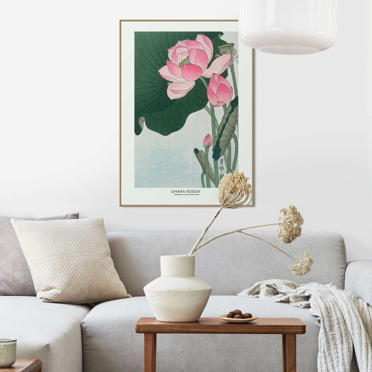 Framed Poster Ohara Koson - Blooming Lotus Flowers 70x50