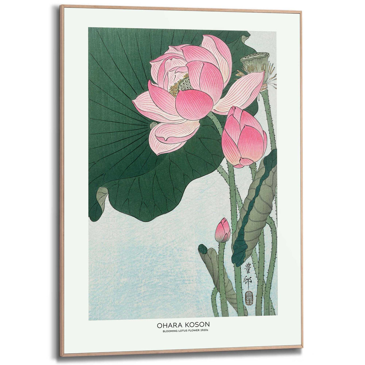 Framed Poster Ohara Koson - Blooming Lotus Flowers 70x50
