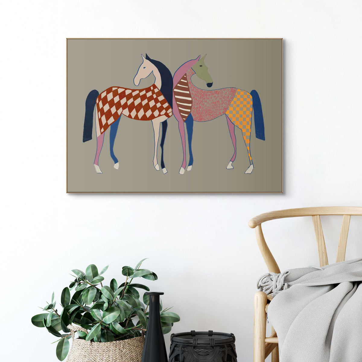 Framed Poster Horse duo 50x70