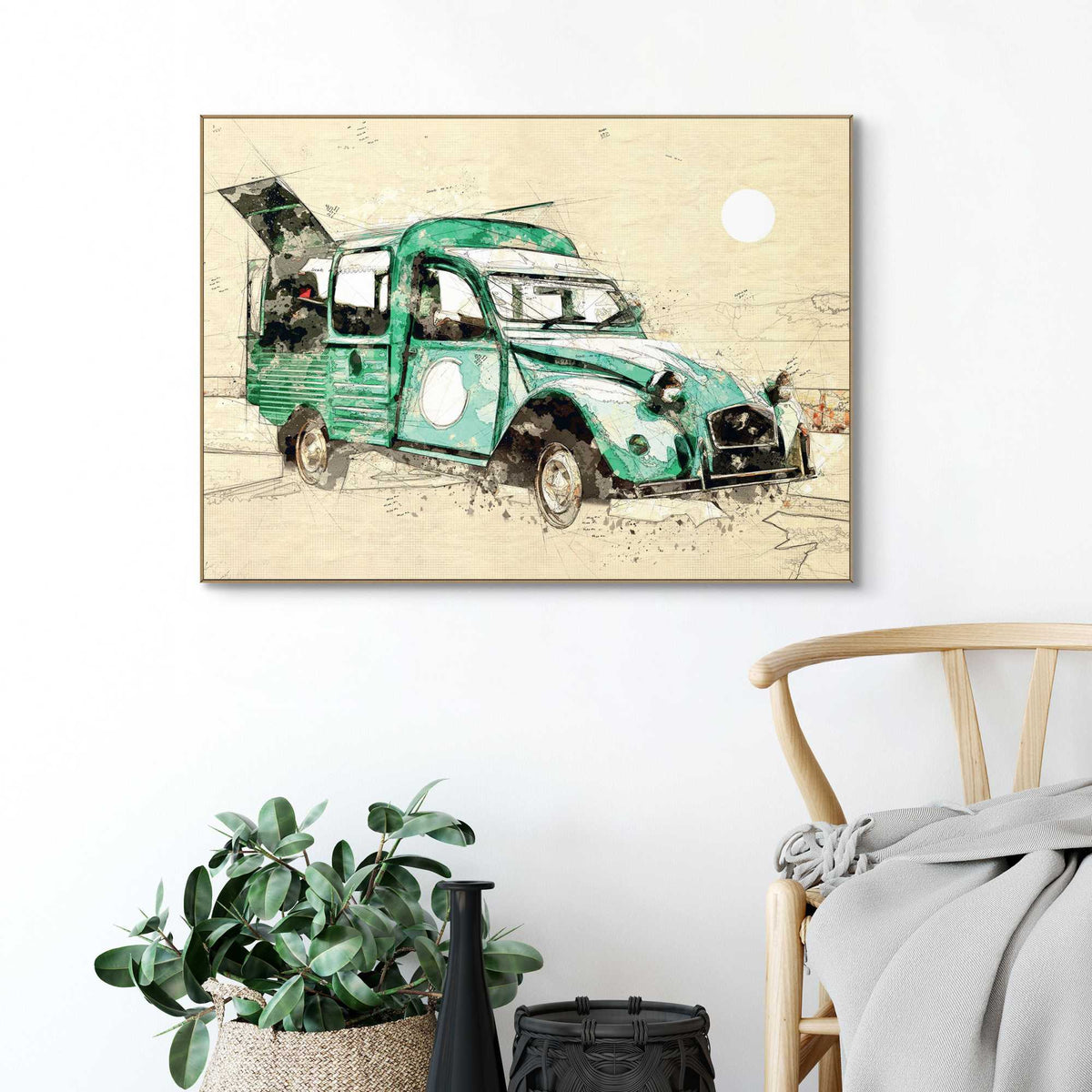 Framed Poster Retro Delivery Van 50x70