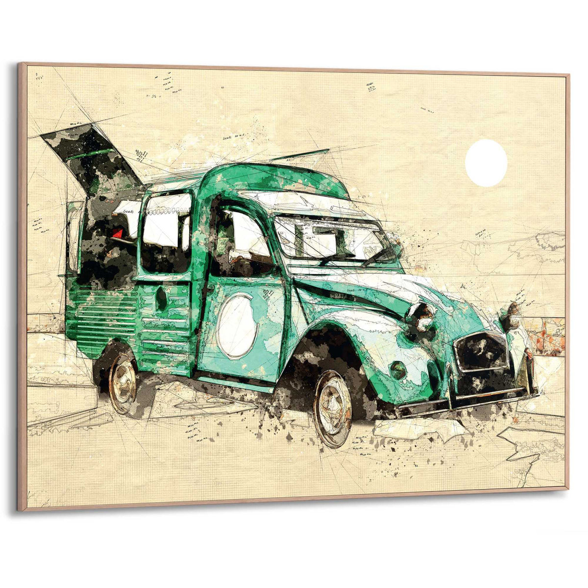 Framed Poster Retro Delivery Van 50x70