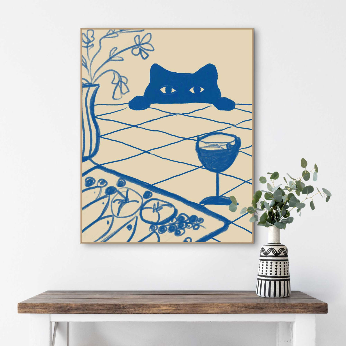 Framed Poster Curious Cat II 50x40