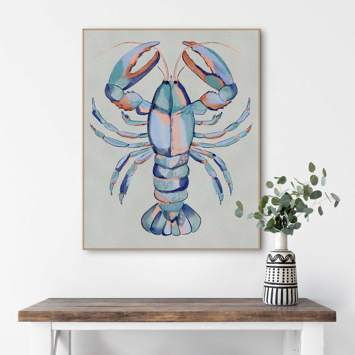 Framed Poster Blue Lobster 50x40