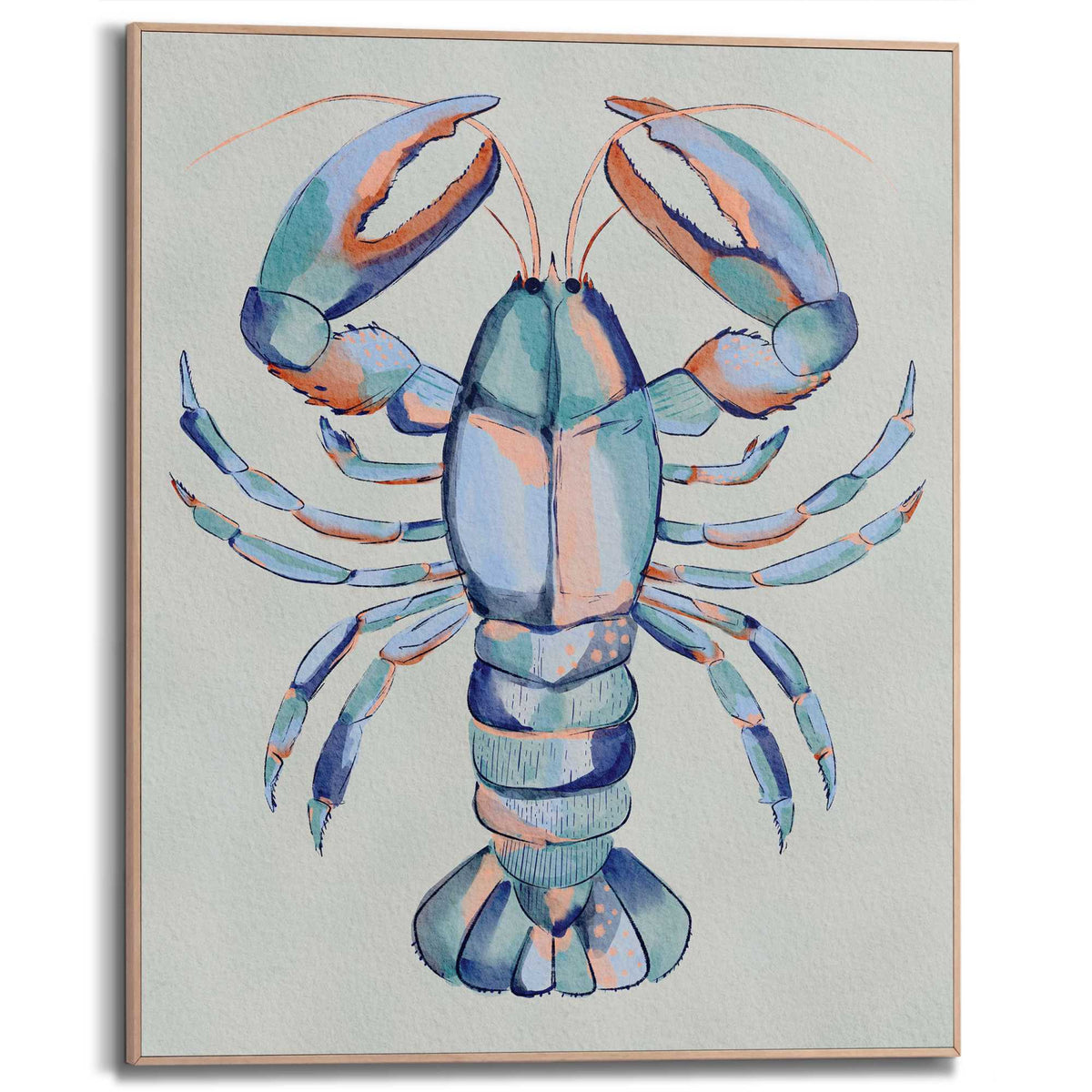 Framed Poster Blue Lobster 50x40