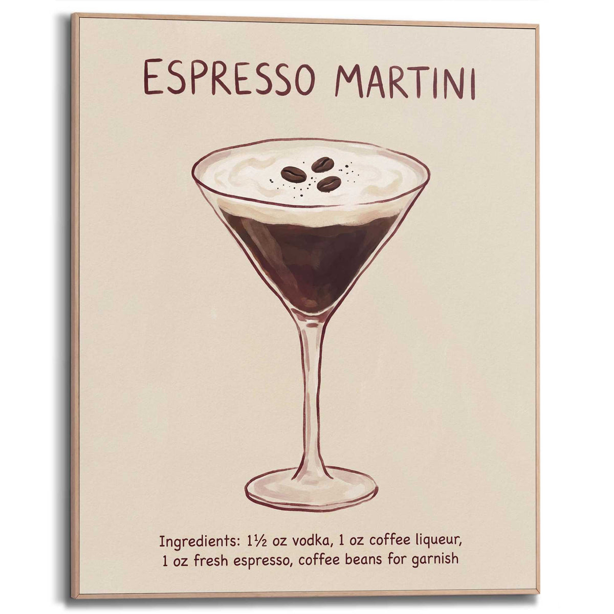 Framed Poster Espresso Martini Recipe 50x40