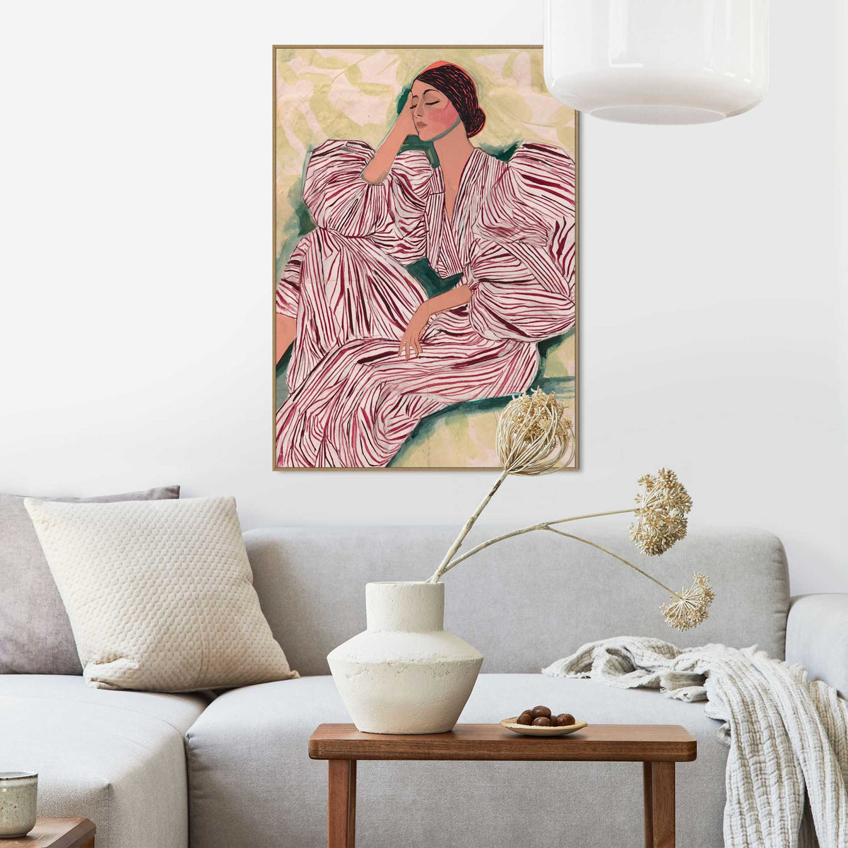 Framed Poster Woman in Stripes 70x50