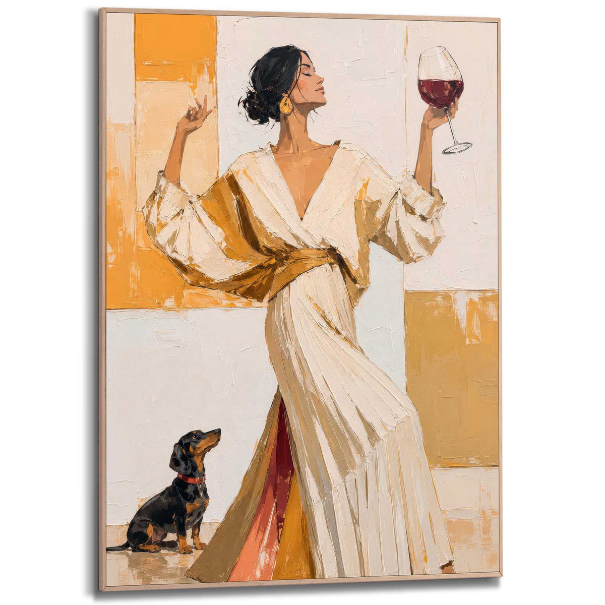 Framed Poster Enjoying Wine 70x50