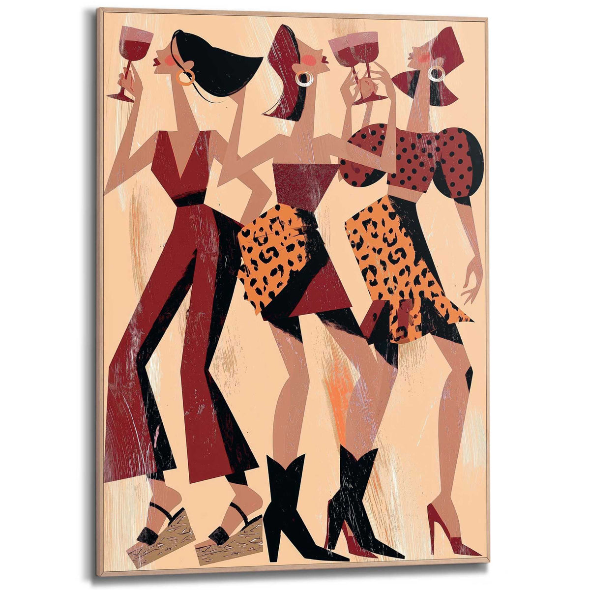 Framed Poster Wine party - beige 70x50